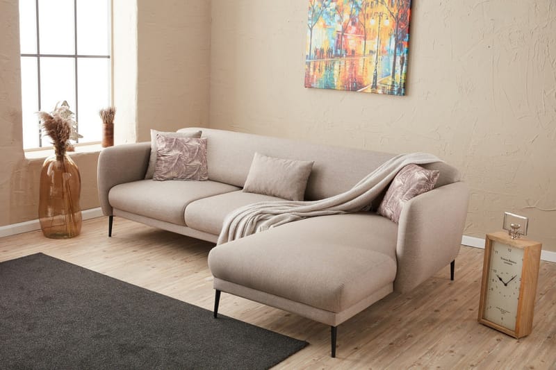 Wenus Chaiselongsovesofa 3-personers - Beige - Møbler - Sofaer - Sofa med chaiselong - 3 personers sofa med chaiselong