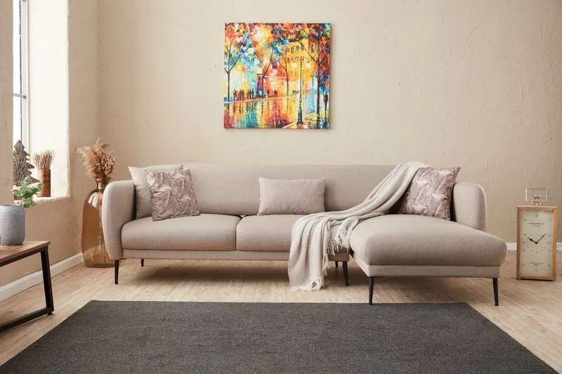 Wenus Chaiselongsovesofa 3-personers - Beige - Møbler - Sofaer - Sofa med chaiselong - 3 personers sofa med chaiselong