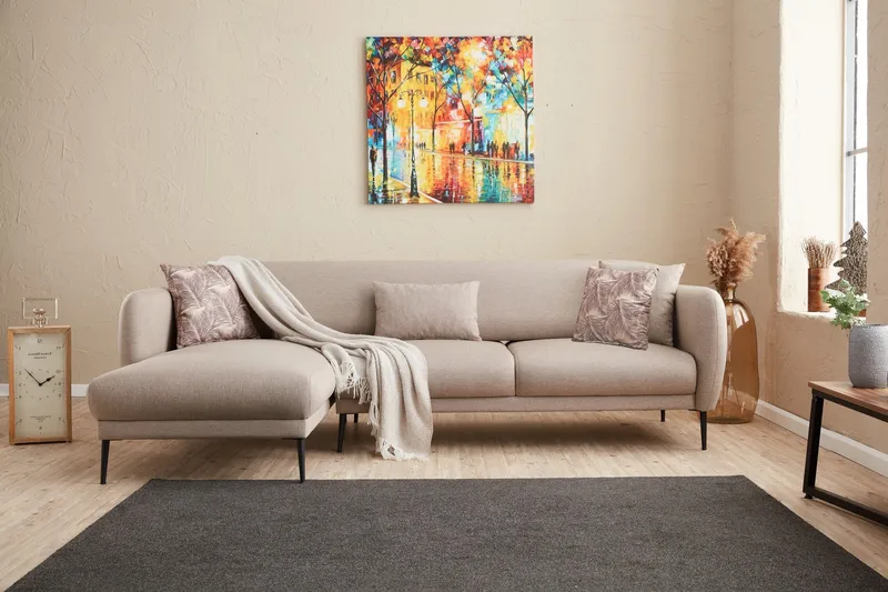 Wenus Chaiselongsovesofa 3-personers - Beige - Møbler - Sofaer - Sofa med chaiselong - 3 personers sofa med chaiselong