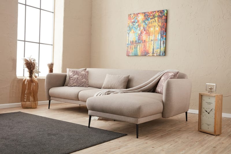 Wenus Chaiselongsovesofa 3-personers - Beige - Møbler - Sofaer - Sofa med chaiselong - 3 personers sofa med chaiselong