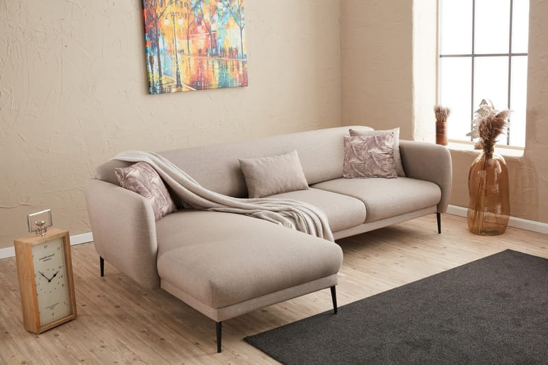 Wenus Chaiselongsovesofa 3-personers - Beige - Møbler - Sofaer - Sofa med chaiselong - 3 personers sofa med chaiselong