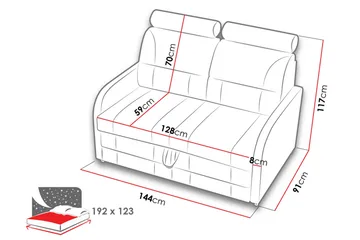 Wibaro sovesofa 144x91x117 cm - Møbler - Sofaer - Sovesofaer