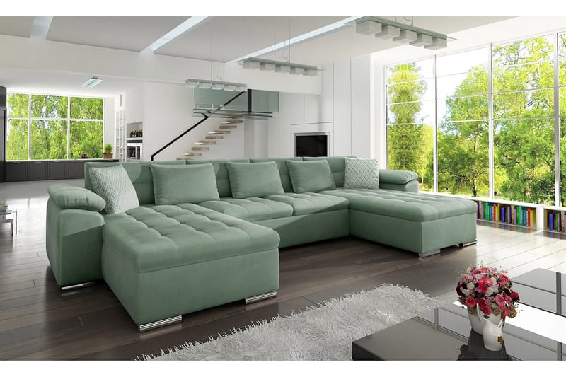 Wicenza U-sovesofa 375x155x76 cm - Sovesofaer - Velour sofaer - U sovesofa - Sovesofa chaiselong