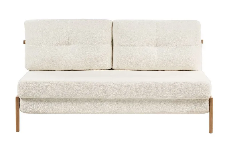 Wigwig 2-personers Sammenklappelig Sovesofa 146x200 cm i Bouclé med Træben, Cremehvid