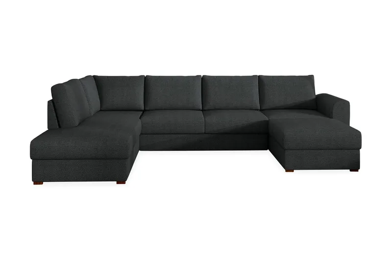 Wilma 6-personers Sovesofa med Chaiselong i Stof med Træben, Antracit