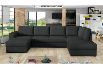 Wilma 6-personers Sovesofa med Chaiselong i Stof - Grå - Møbler - Sofaer - Sovesofaer
