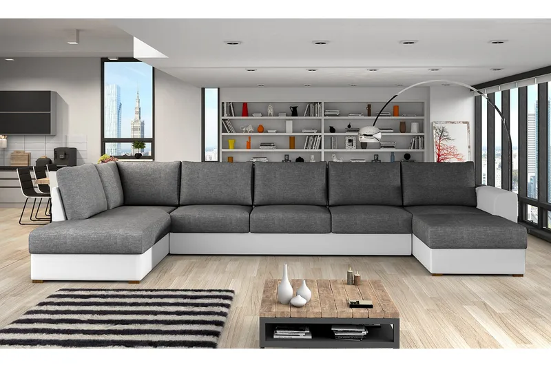 Wilma Hjørnesofa Venstre - Grå/Hvid - Møbler - Sofaer - Sovesofaer
