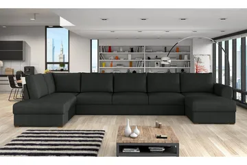 Wilma Sovesofa 141x340 cm med Opbevaring i Stof - Grå - Møbler - Sofaer - Sovesofaer