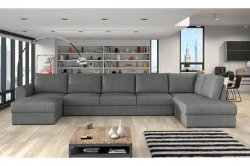 Wilma Sovesofa 141x340 cm med Opbevaring i Stof - Grå - Møbler - Sofaer - Sovesofaer