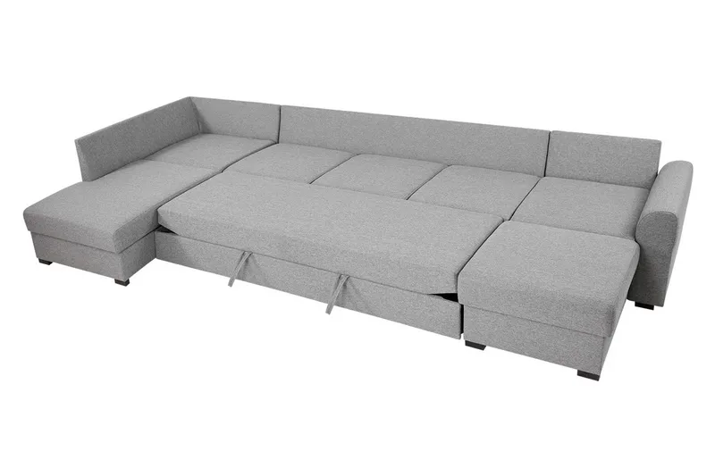 Wilma Sovesofa 141x340 cm med Opbevaring i Stof - Grå - Møbler - Sofaer - Sovesofaer