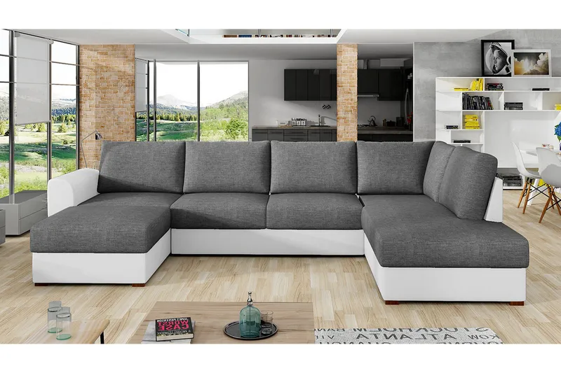 Wilma U-Sovesofa Højre Grå & Hvid - Grå/Hvid - Møbler - Sofaer - Sovesofaer