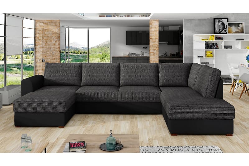 Wilma U-Sovesofa Højre Mørkegrå & Sort - Mørkegrå/Sort - Møbler - Sofaer - Sovesofaer
