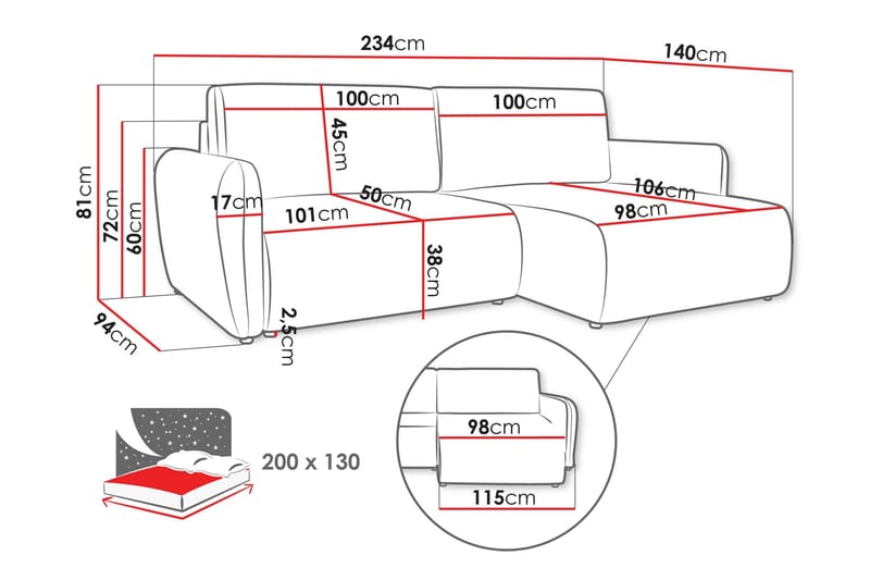 Wymer Sovesofa Med 2-Personers Divan - Beige - Møbler - Sofaer - Sovesofaer