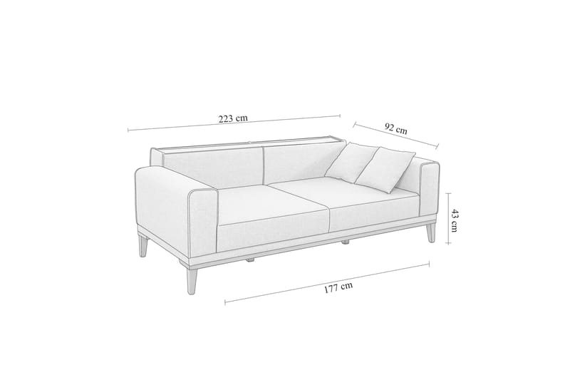 Wyong Sovesofa 3-personers 223x94 cm - Mørkegrå - Møbler - Sofaer - Sovesofaer