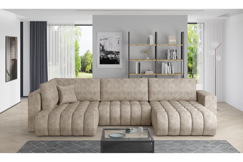 Yorktown U-sovesofa Chaiselong Højre - Mørkbeige - Sovesofaer - Sovesofa chaiselong