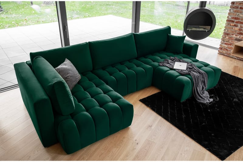 Yorktown U-sovesofa Chaiselong Højre - Mørkgrøn - Møbler - Sofaer - Sovesofaer