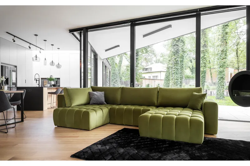 Yorktown U-sovesofa Chaiselong Højre - Mørkgrøn - Møbler - Sofaer - Sovesofaer