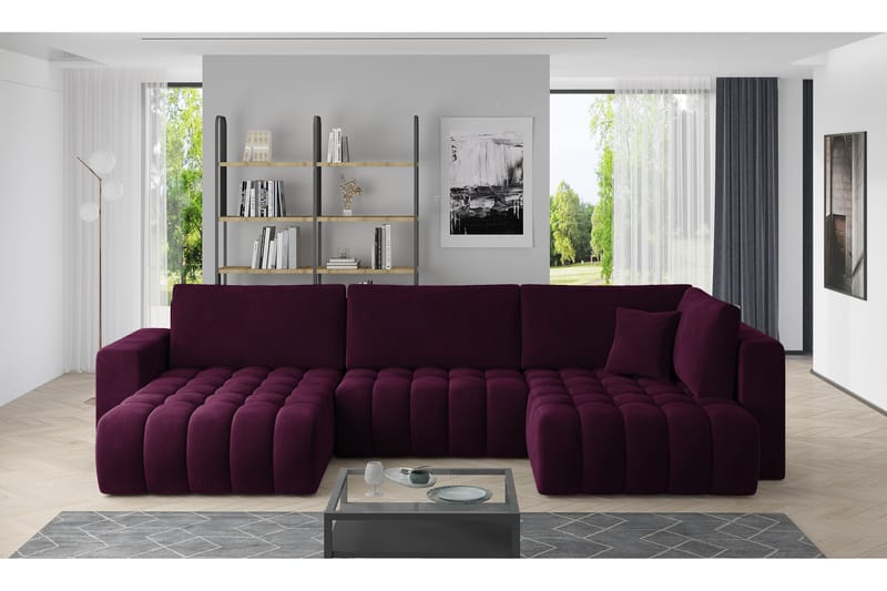 Yorktown U-sovesofa Chaiselong Venstre - Lyserød - Sovesofaer - Sovesofa chaiselong - Velour sofaer