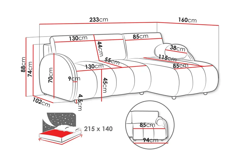 Zarania Sovesofa Med 3-Sæders Divan - Gul - Møbler - Sofaer - Sovesofaer