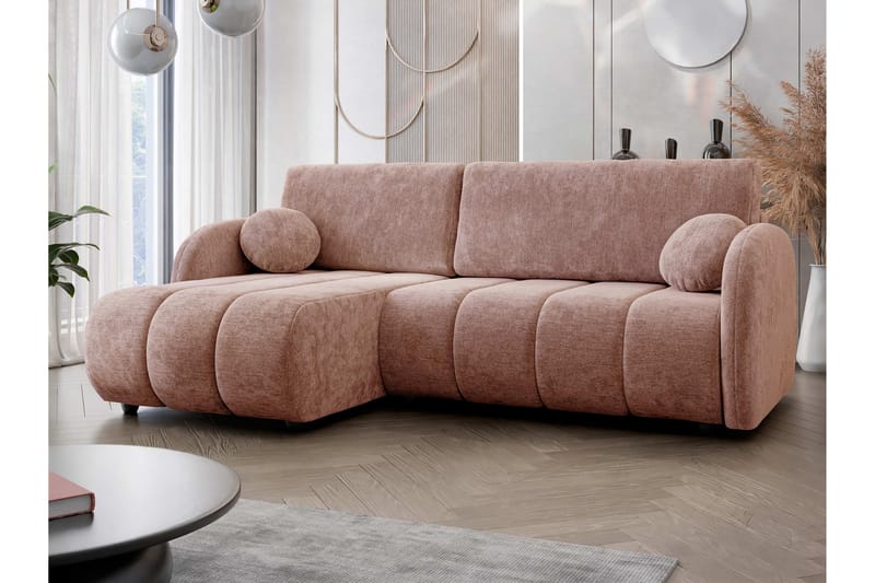 Zarania Sovesofa Med 3-Sæders Divan - Lyserød - Møbler - Sofaer - Sovesofaer