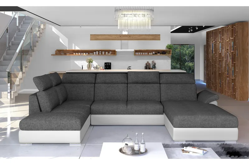 Zoana sovesofa med dobbelt sofa, Grå / hvid