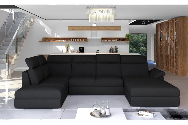 Zoana sovesofa med dobbelt sofa, Sort