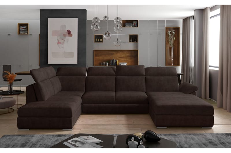 Zoana U-Sovesofa Højre - Brun - Sovesofaer - Sovesofa chaiselong