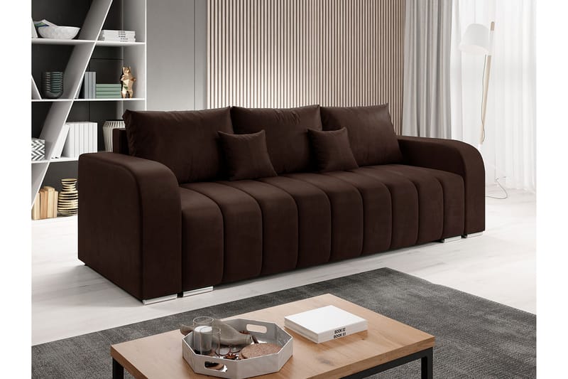 Zulueta 3-personers sofa - Brun - Sovesofaer - 3 personers sovesofa - Velour sofaer