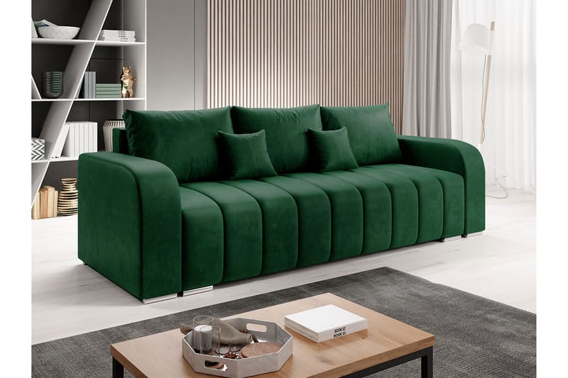 Zulueta 3-personers sofa - Grøn - Sovesofaer - 3 personers sovesofa - Velour sofaer