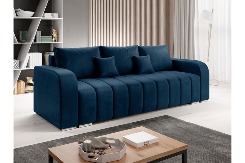 Zulueta 3-personers sofa - Blå - Sovesofaer - 3 personers sovesofa - Velour sofaer