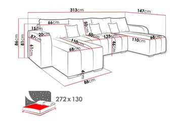 Zulueta 3-personers hjørnesofa - Brun - Møbler - Sofaer - Sovesofaer