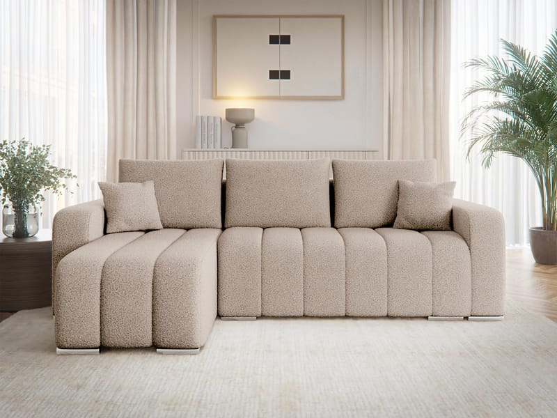 Zulueta 3-personers sovesofa med chaiselong - Lambi 06 (beige) - Møbler - Sofaer - Sovesofaer