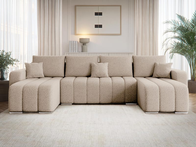 Zulueta 4-personers sovesofa med dobbelt chaiselong - beige - Møbler - Sofaer - Sovesofaer