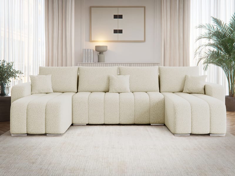 Zulueta 4-personers sovesofa med dobbelt chaiselong - beige - Møbler - Sofaer - Sovesofaer