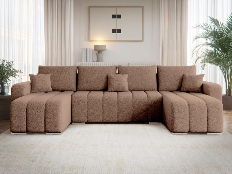 Zulueta 4-personers sovesofa med dobbelt chaiselong - brun - Møbler - Sofaer - Sovesofaer