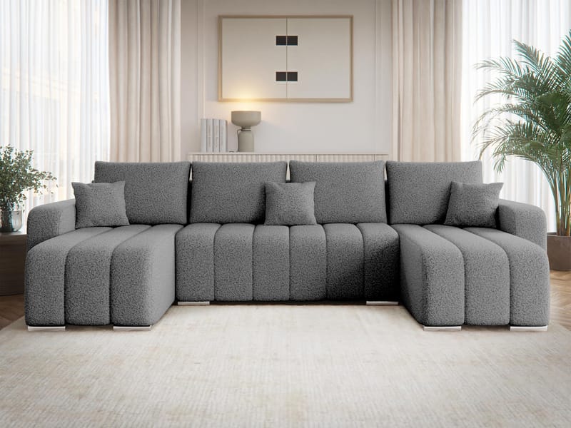 Zulueta 4-personers sovesofa med dobbelt chaiselong - grå - Møbler - Sofaer - Sovesofaer