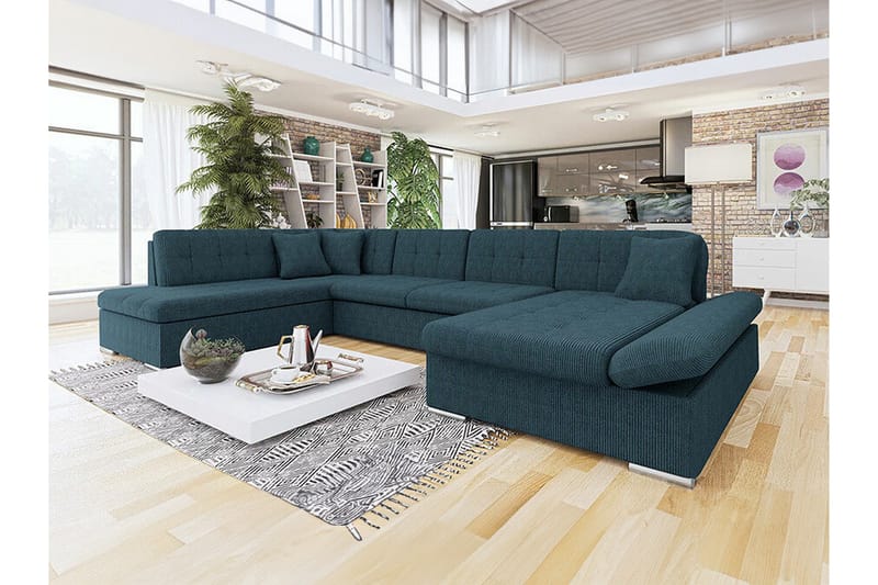 Zumar 4-personers Hjørnesovesofa - Mørkeblå - Møbler - Sofaer - Sovesofaer