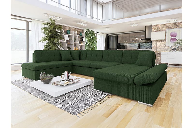 Zumar 4-personers Hjørnesovesofa - Mørkegrøn - Møbler - Sofaer - Sovesofaer