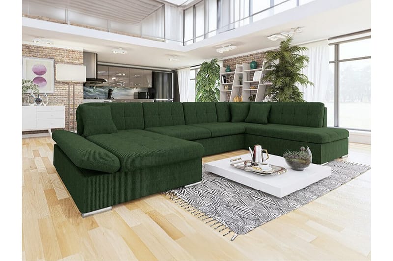 Zumar 4-personers Hjørnesovesofa - Mørkegrøn - Møbler - Sofaer - Sovesofaer
