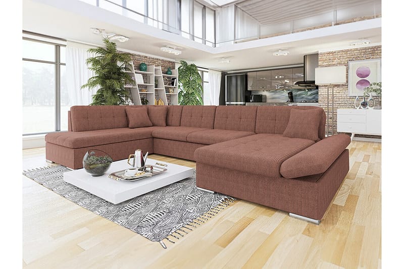 Zumar 4-personers Hjørnesovesofa - Lysebrun - Møbler - Sofaer - Sovesofaer
