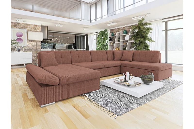 Zumar 4-personers Hjørnesovesofa - Lysebrun - Møbler - Sofaer - Sovesofaer
