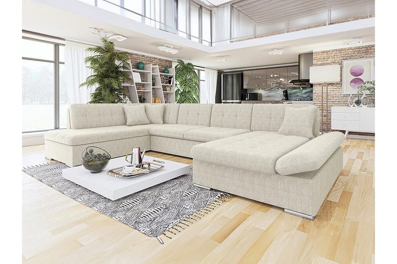 Zumar 4-personers Hjørnesovesofa - Beige - Møbler - Sofaer - Sovesofaer