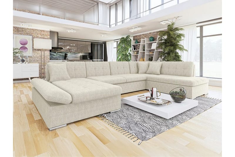 Zumar 4-personers Hjørnesovesofa - Beige/Lys beige - Sovesofaer - Hjørnesovesofa