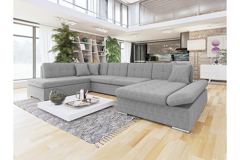 Zumar 4-personers Hjørnesovesofa - Lysegrå - Møbler - Sofaer - Sovesofaer