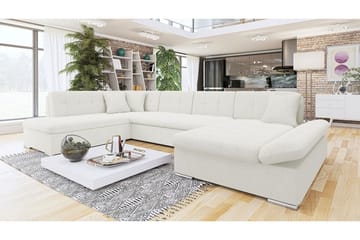Zumar 5-personers Højre U-formet Sovesofa med Chaiselong med Opbevaring i Bouclé - Hvid - Møbler - Sofaer - Sovesofaer