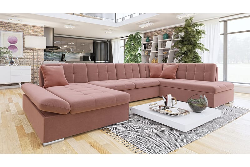 Zumar Hjørnesovesofa Chaiselong Højre - Lyserød - Møbler - Sofaer - Sovesofaer