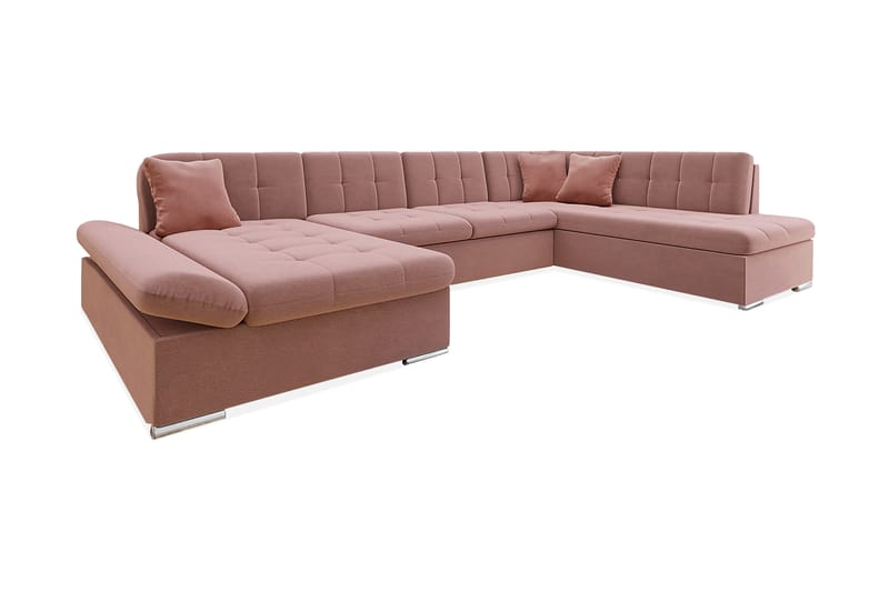 Zumar Hjørnesovesofa Chaiselong Højre - Lyserød - Sovesofaer - Sovesofa chaiselong - Velour sofaer