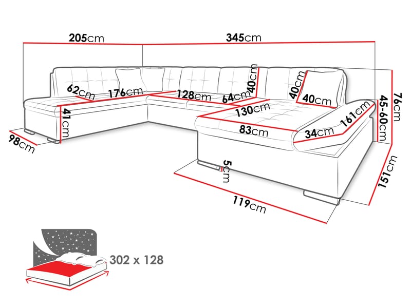 Zumar Sovesofa med chaiselong og chaiselong 5-personers - Brun - Møbler - Sofaer - Sovesofaer