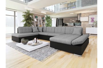 Zumar Sovesofa med Chaiselong og Dobbelt Chaiselong 4-personers i Kunstlæder - Sort / Grå - Møbler - Sofaer - Sovesofaer
