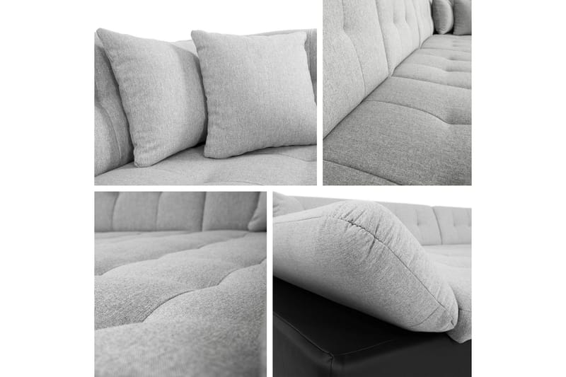 Zumar Sovesofa med Chaiselong og Dobbelt Chaiselong 4-personers i Kunstlæder - Hvid / Grå - Møbler - Sofaer - Sovesofaer